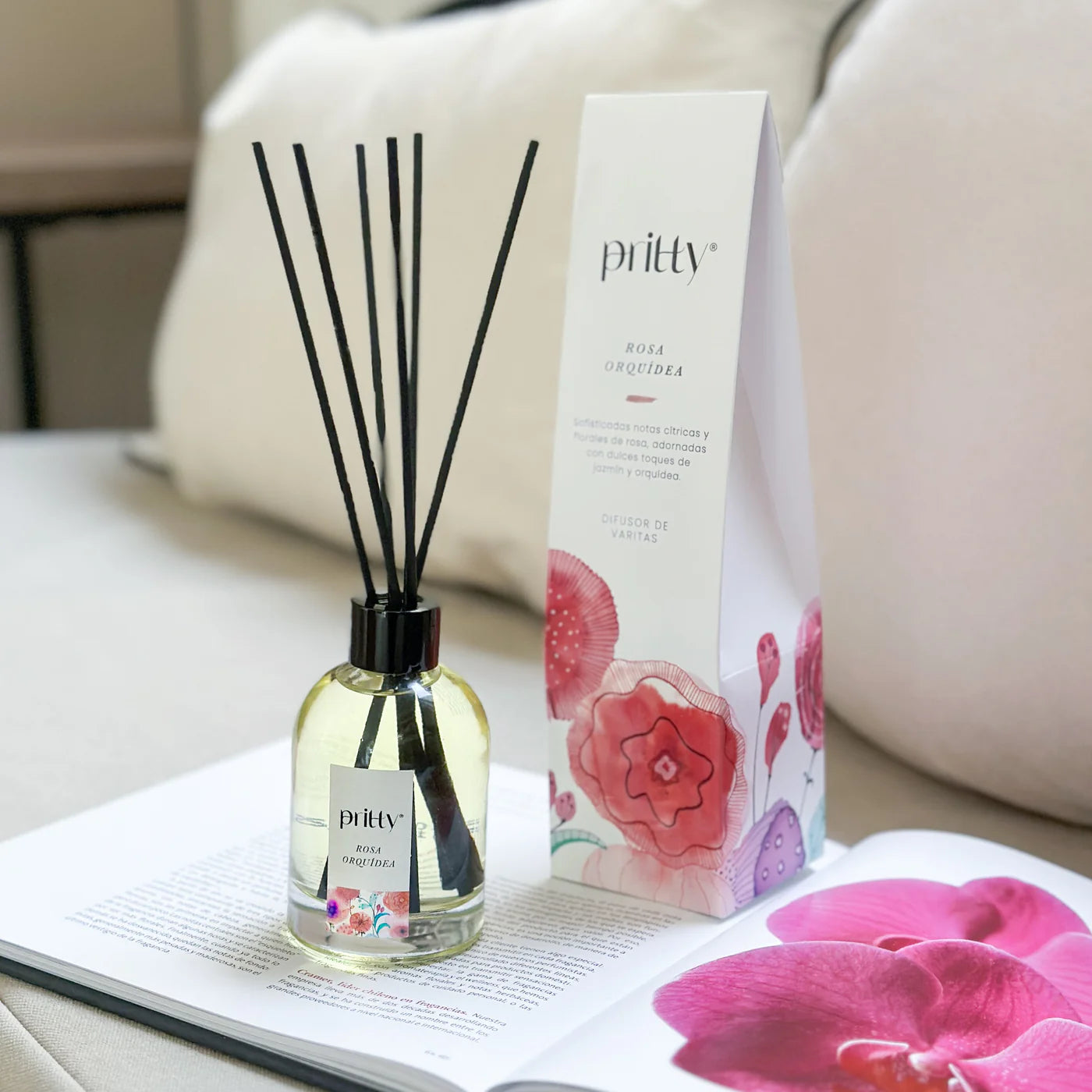 Difusor Varitas Pritty Rosa & Orquidea 130 ml